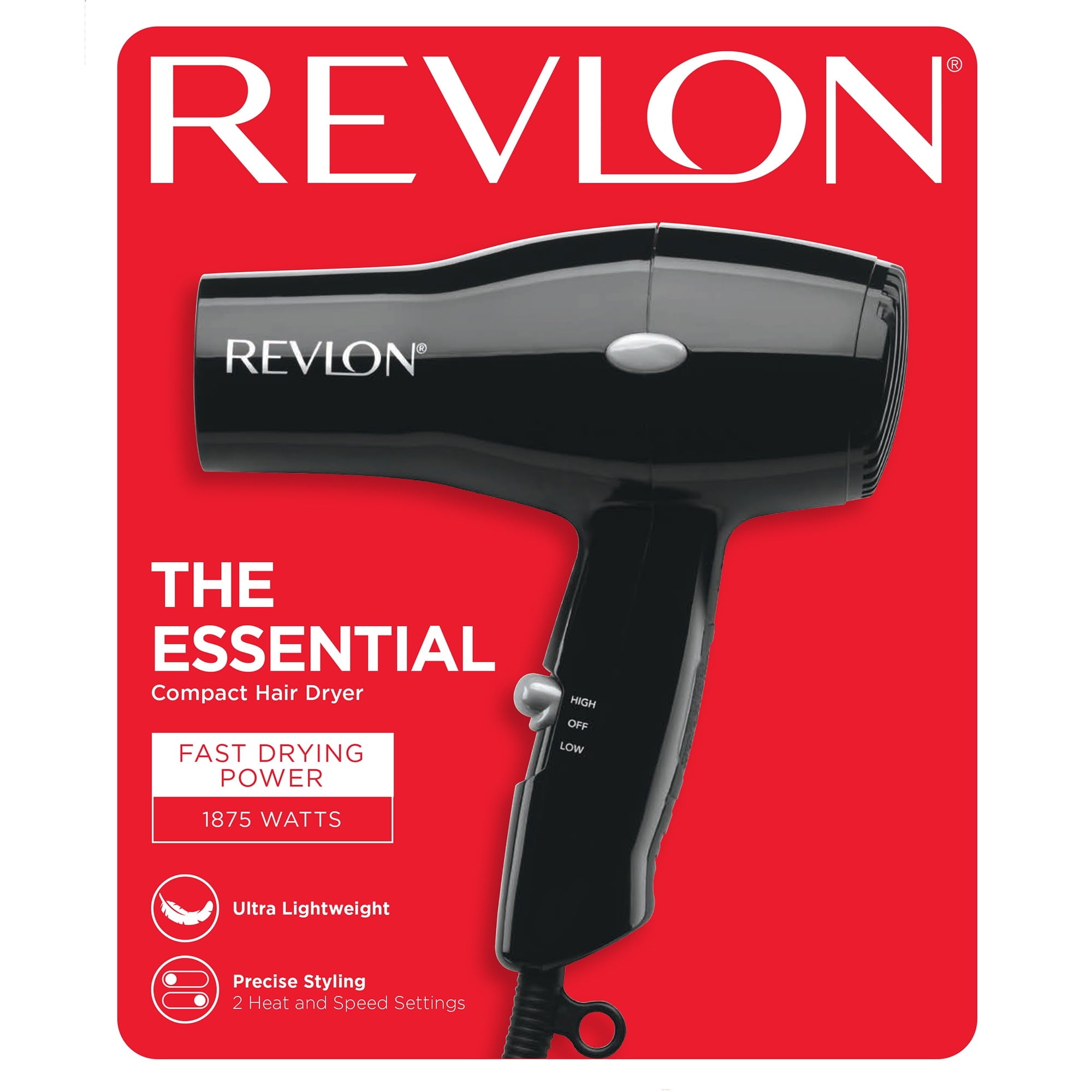 Revlon 1875 Watt Fast Dry Compact Travel Turbo Hair Dryer, RVDR5034, 1 Ea